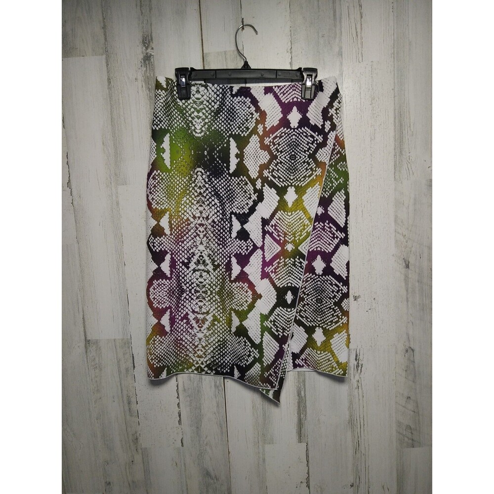 Worthington Women's Sz 4 Faux Wrap Skirt Multicolor Snake Print Stretch